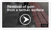 Removal of gum from a tarmac surface